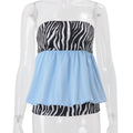 Amazon women's clothing  summer new fashion american hot girl off-the-shoulder bandeau zebra print color block tank top