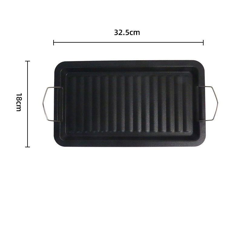 Outdoor thickened picnic charcoal barbecue frying pan barbecue plate iron plate neutral plate stripesfor home non-stick grill pan