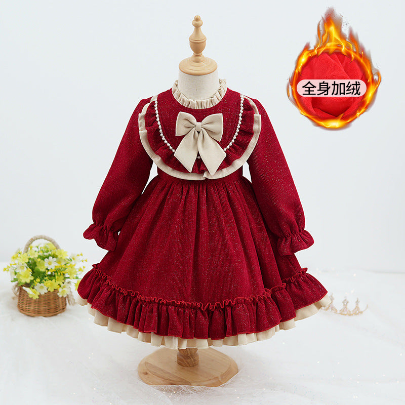 Ready-to-ship girls' dresses - autumn  new arrivals: lolita red kids' princess dress, stylish birthday tutu skirt