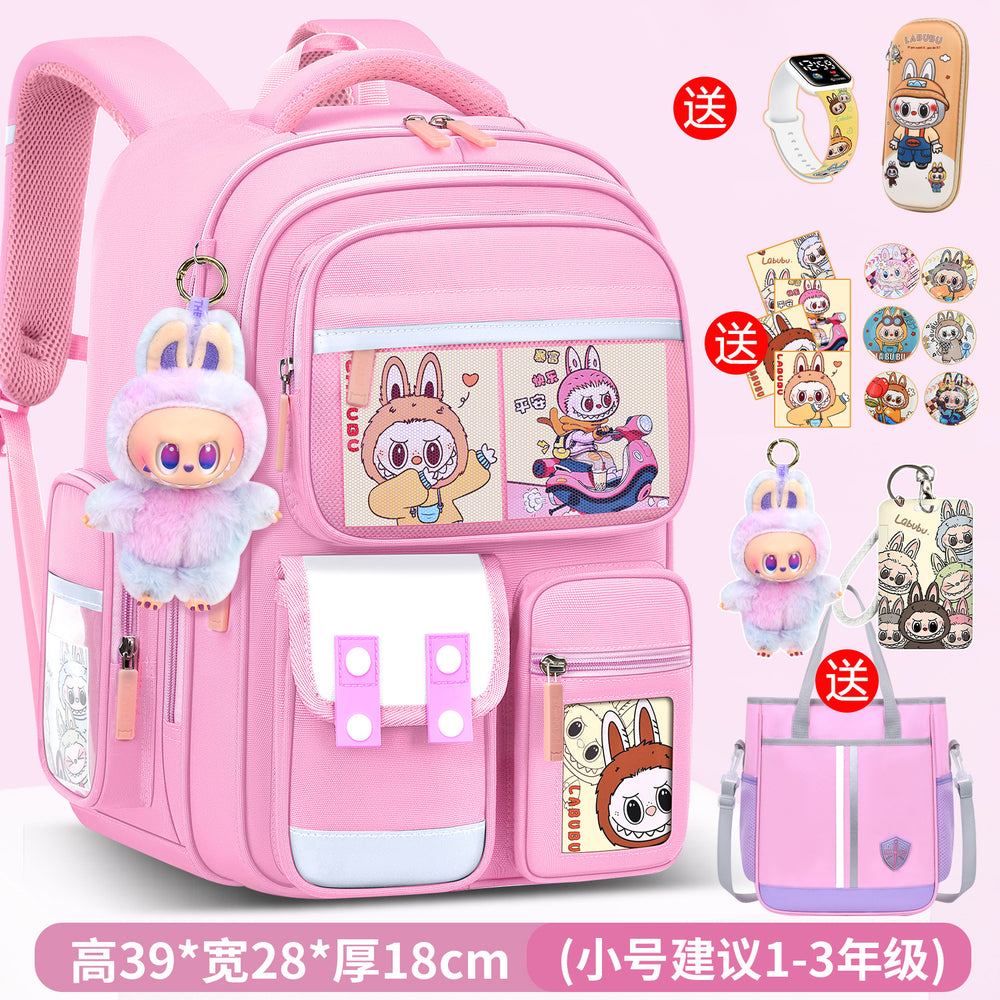 Labubu backpack - new 2026 model for elementary school students (grades 1-6). lightweight, spine-protecting, and load-reducing design for boys and girls
