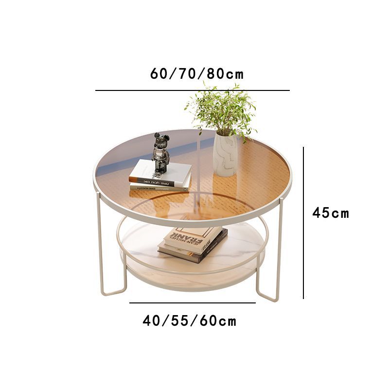 Minimalist mini home table - trendy modern light luxury style - tempered glass round coffee table for small apartments and living rooms