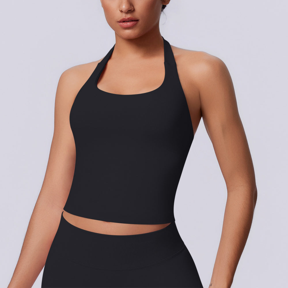 New arrival cross-border seamless pure colorhalter beautiful back tight sports vest sports running fitness yoga wear tops women