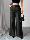fashionfall and winternew arrivalladies casualelegantwork clothinghigh waistloosestraight-legpants suit pants