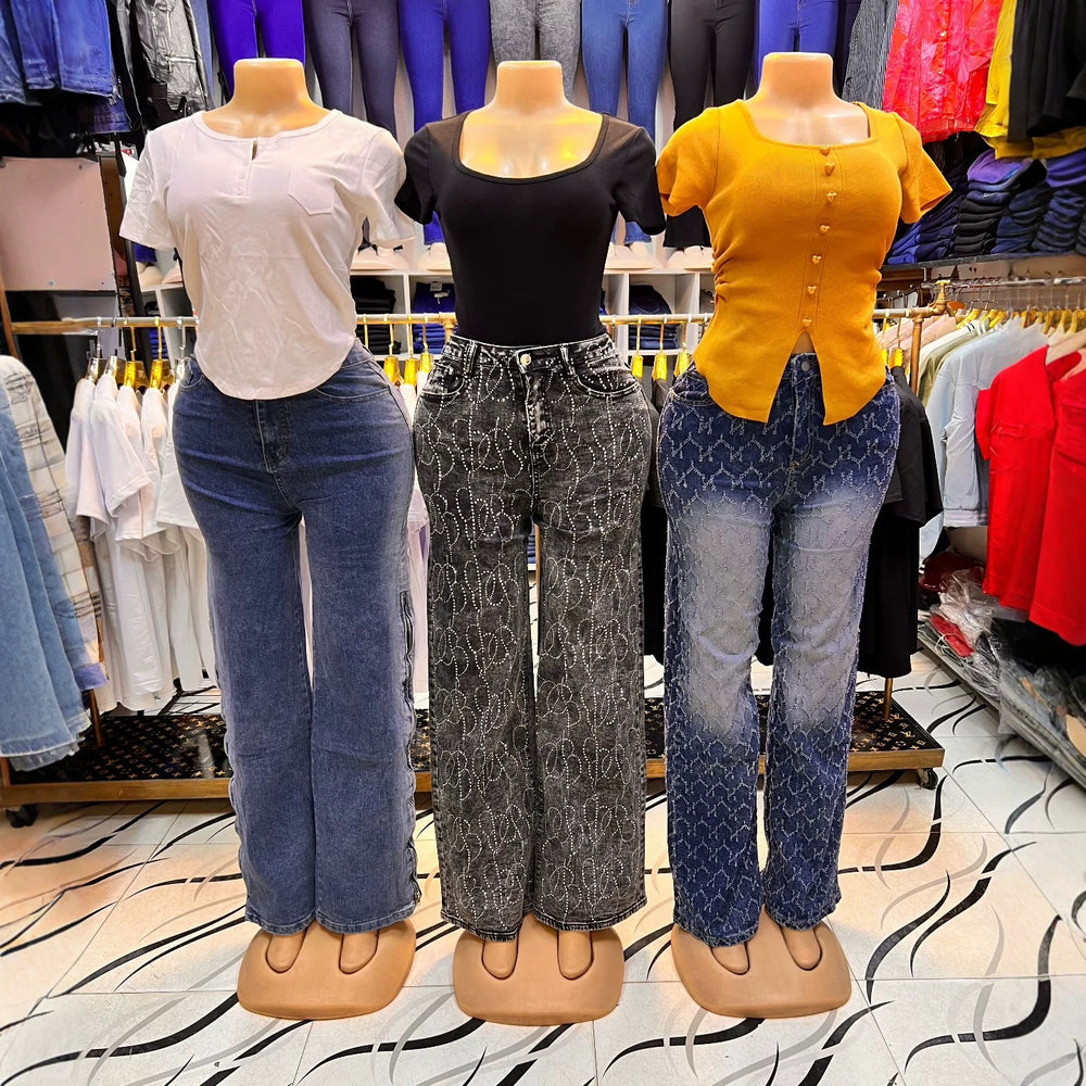 [ready stock] cargo jeans women's jeans summer straight-leg pants high waist jeans women's boyfriend