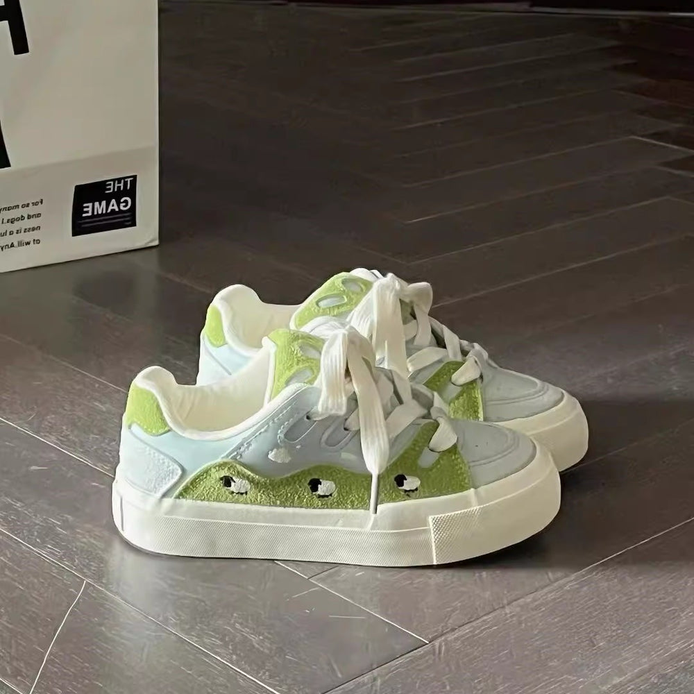 Campus style sneakers for women 2026new arrivalniche style designpreppy styleeasiest for matchthick sole color matchingk-stylecasualwhite shoes