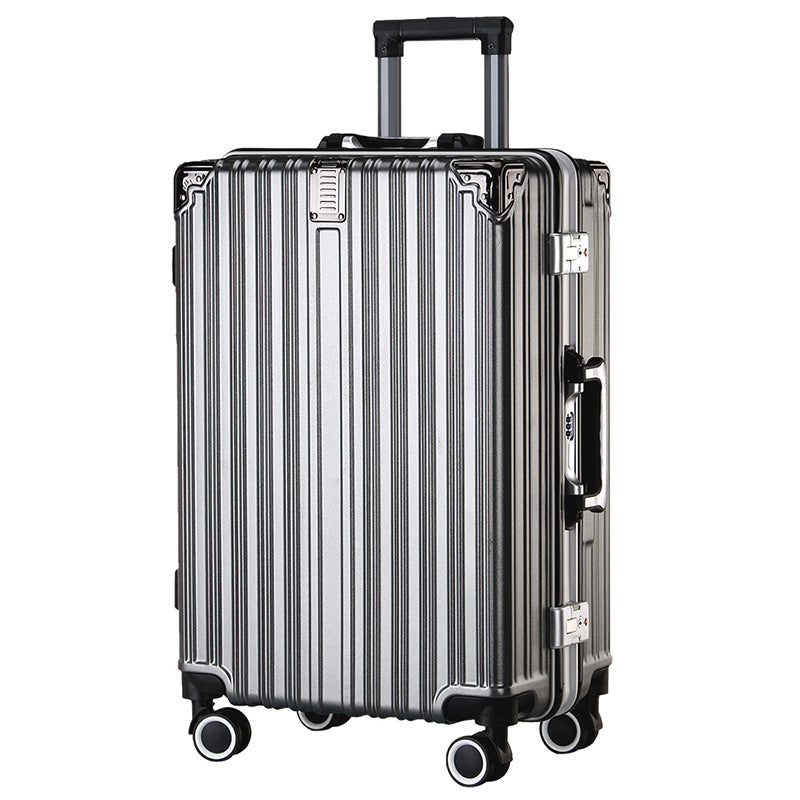Rod aluminum frame trolley case charging kangaroo suitcase female password universal wheel 24 scratch-proof fashion business travel case