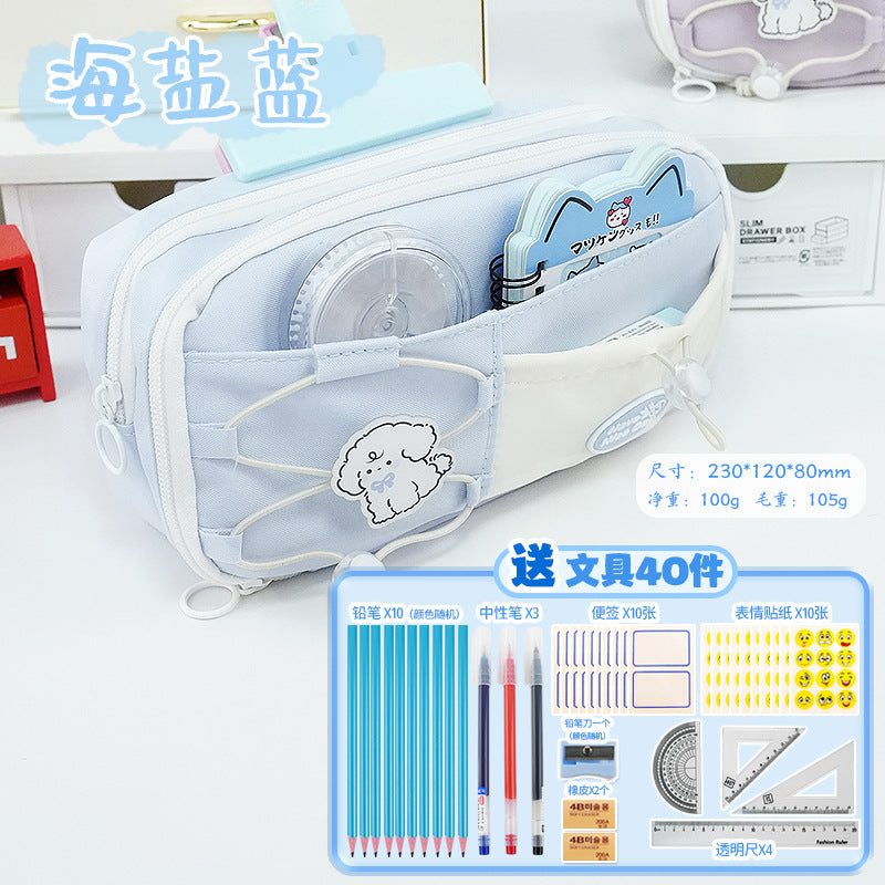 2024 new bread pencil case large-capacity drawstring design sense niche high-value stationery box junior high school pencil case