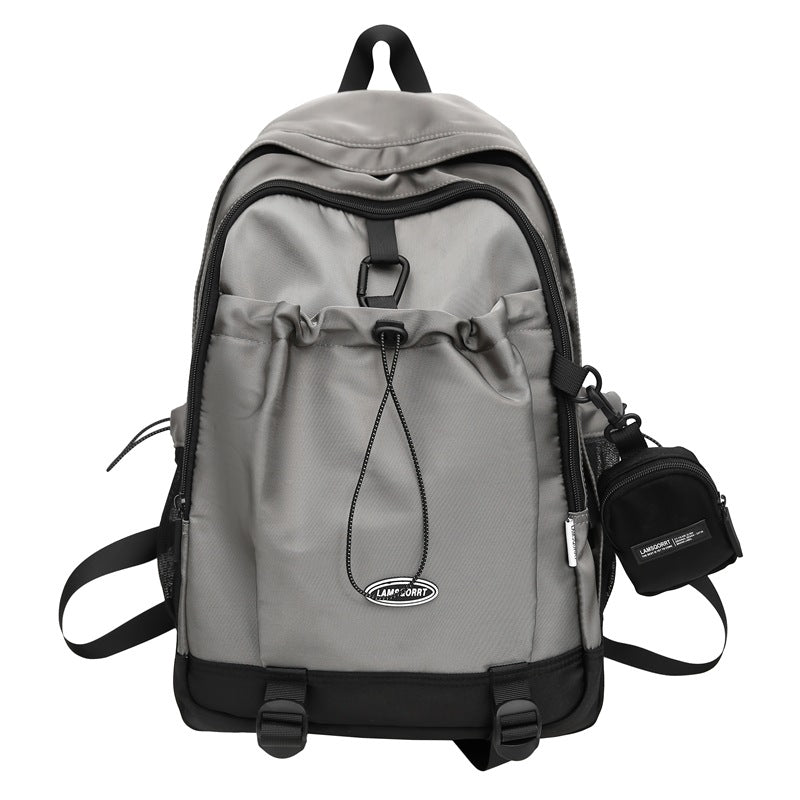 School bag student college style niche design drawstring large capacity backpack leisure sports campus computer backpack