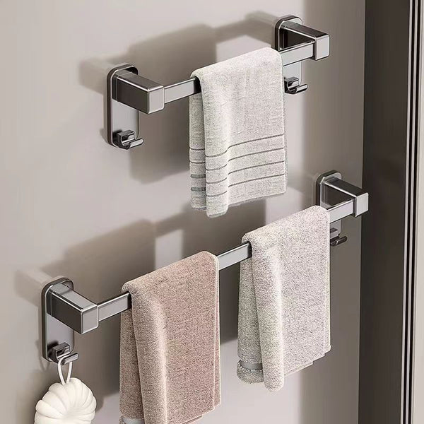 Toilet non-punching towel rack gun gray single rod bathroom towel hanging rod space aluminum toilet storage rack