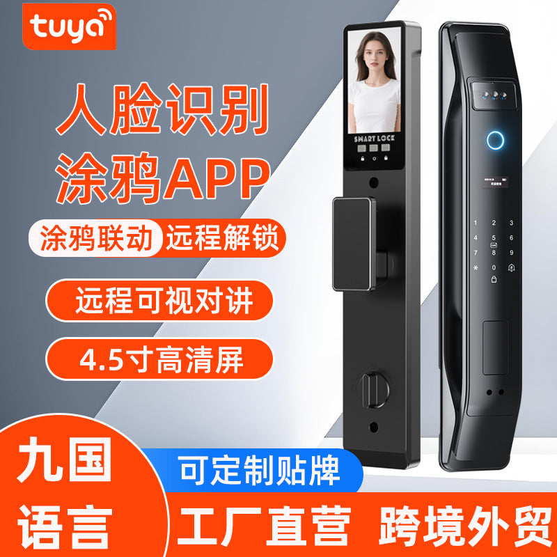 Tuya smart lock 3d face recognition smart door lock cross-border export fingerprint lock electronic password lock factory in stock