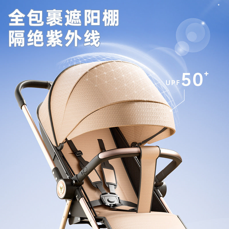 Phoenix baby walking artifact high landscape one-click folding baby walking baby one-way four-wheel shock absorber baby trolley can lie down