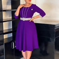 D3340  foreign trade women's clothing  new women's fashion elegant round neck patchwork african dress