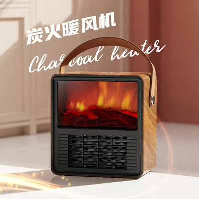 2025 new retro cross-border space heater - portable desktop electric heater with simulated flame for home use