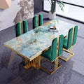Luxury sintered stone dining table and chairs - high-end restaurant style, perfect for home, creative small apartment design, amazon green dining table