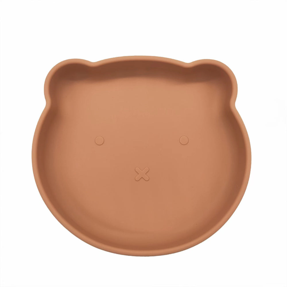 Wholesale baby and maternity products, divided children's training tableware set, baby food supplement bear plate, baby silicone dinner plate