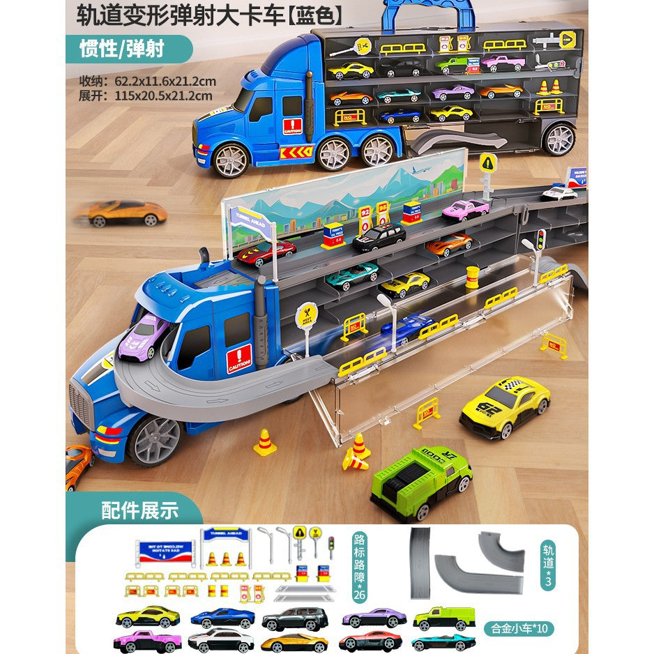 Kids' track car toy - foldable ejection storage car track parking lot - educational toy for 3-6 year old boys - birthday gift