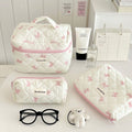 Rustic floral makeup bag - large capacity cosmetic organizer, portable handheld toiletry bag, makeup pouch for students