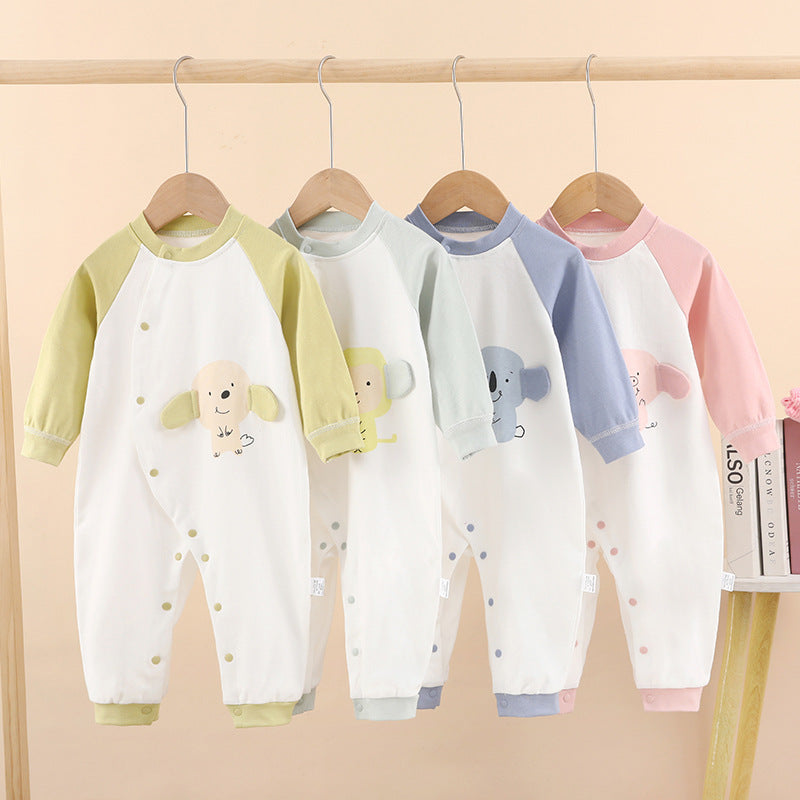 Baby rompers long sleeve spring autumn pure cotton unisex baby bodysuit crawling suit open crotch newborn clothes autumn winter