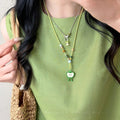 Childlike cute green apple pendant necklace for women niche style unique design sense clavicle chain sweetgirlstylish accessories