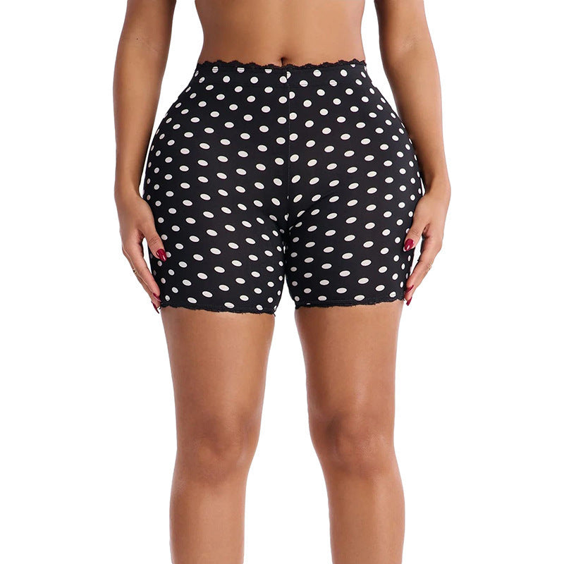 spring and summer new arrivalfashion style sexy butt lift women's easiest for match tight printing style lace trim motorcycle shorts