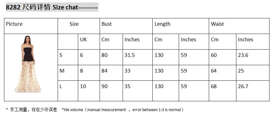 export women's summer new sexy bandeau backless dress - black and white 3d polka dot maxi flared skirt