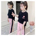 Girls' summer outfit set  new style kids' summer clothes chic short sleeve girls' fashionable sporty summer two-piece set