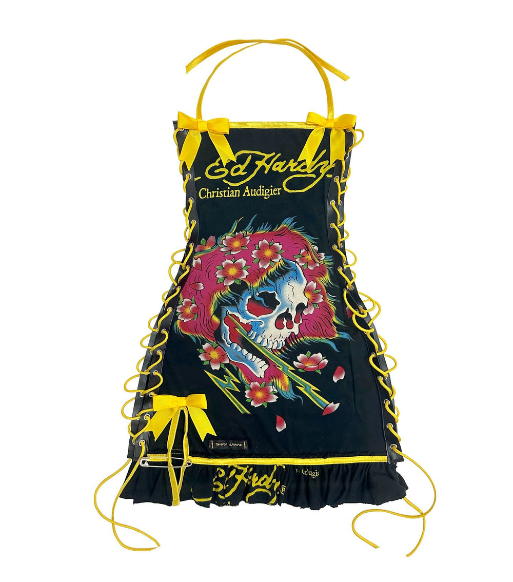 fashion cross-border retro halloween skull positioning printed oil painting drawstring tube top suspender dress