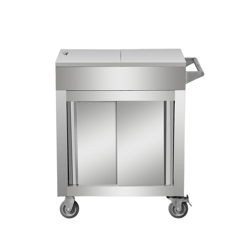Stainless steel food-grade spice cart - commercial kitchen trolley, small size, multi-functional restaurant mobile cart, serving cart