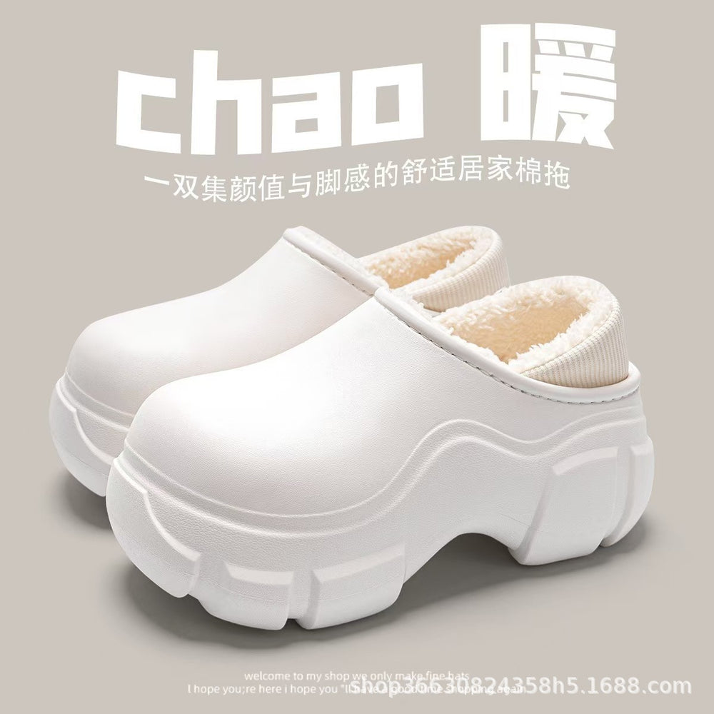 2025 winter new cute cotton slippers - soft sole, closed heel, warm, non-slip, thick sole, suitable for pregnant women, postpartum care, and surgical cotton shoes