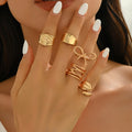 Bow ring set wholesale european and american irregular metal niche lava ring line glossy open hand jewelry
