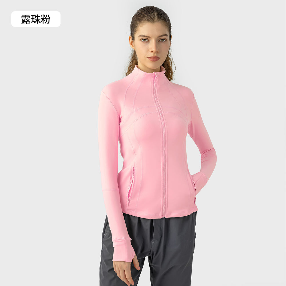 Fall and winternew arrival yoga sports outwear women's elastic zipper running fitness yoga long sleevestopsjacketz18031