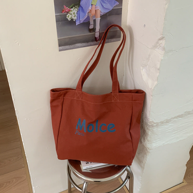 2026 hot-selling women's large capacity practical tote bag - student school bag with letter print canvas/oxford cloth