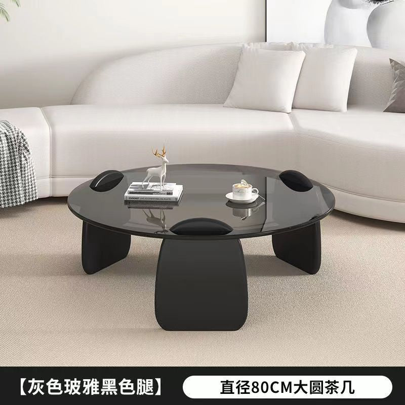 Tempered glass coffee table living room home round combination nordic popular style light luxury italian minimalist tea table small apartment
