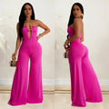 C6941 cross-border   independent station fashion women's solid color fashion pants jumpsuit women