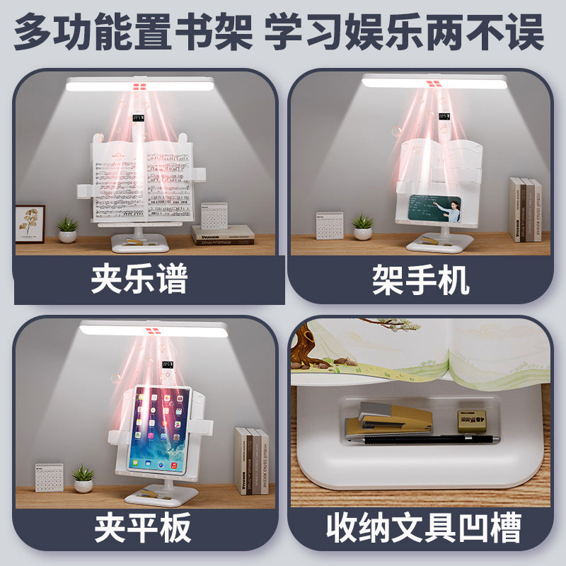 Led bookshelf multifunctional desk lamp - ideal for studying, dorm room desks, homework, reading, students, charging, and clock function