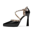 Nude waterproof platform rivets pointed toe thick heel high heels beautiful waterproof platform royal sister style easiest for match high heels