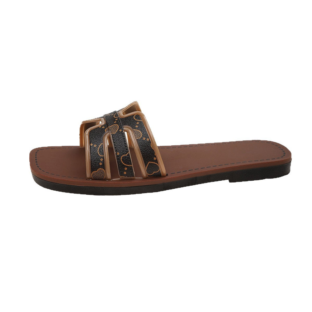 spring new square toe slip-on flat casual lightweight comfortable women's sandals - wholesale