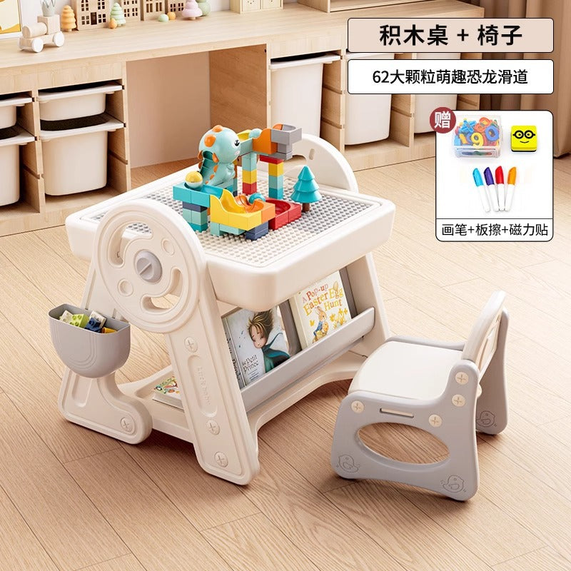 Qiao Le Bear Multifunctional building block table Children's drawing board Large particle puzzle baby toys Boys and girls game table