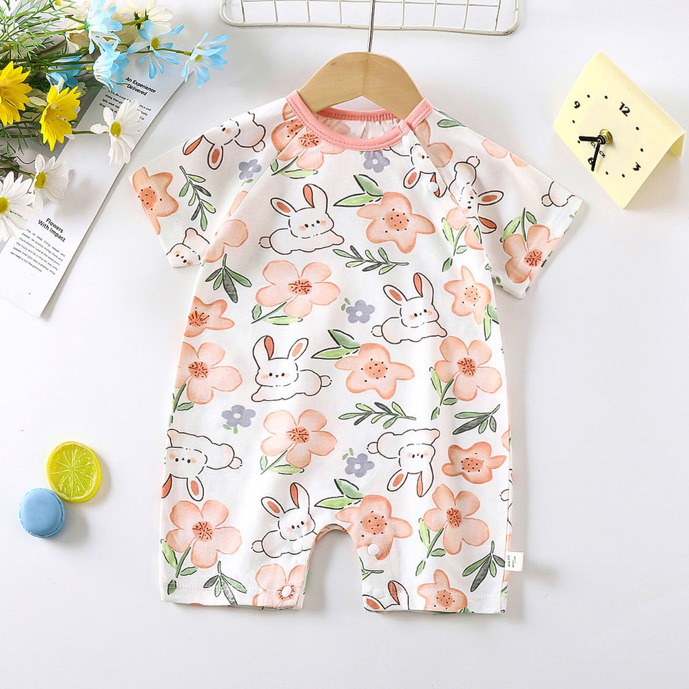 Baby clothes summer thin pure cotton air-conditioning clothes pajamas newborn baby short-sleeved onesie baby outing khaki crawling