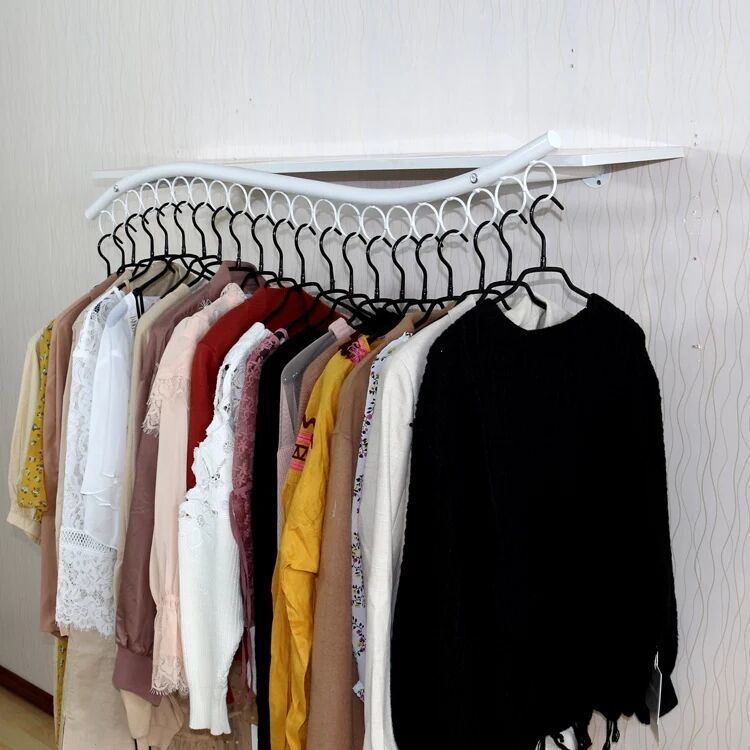 Wall-mounted side rack children's clothing store decoration clothes rack wavy side-mounted women's clothing front-mounted side rack wall-mounted clothes