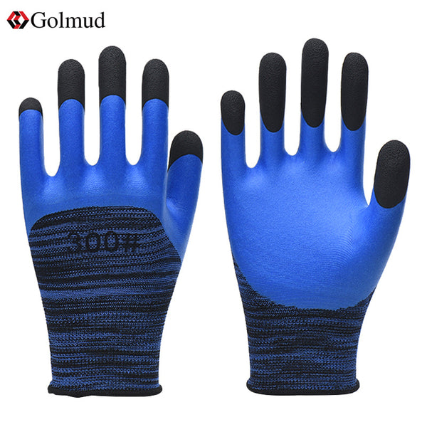 Golmud workers site outdoor construction work protection thickened wear-resistant breathable blue waterproof gloves GM511
