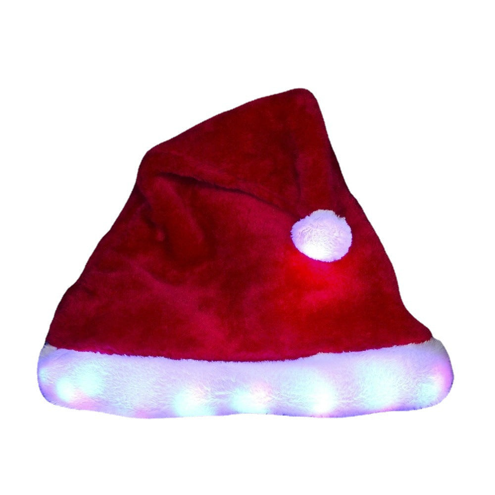 's new glowing Christmas hat, creative LED lights Christmas decoration plush hat lights flashing string headgear