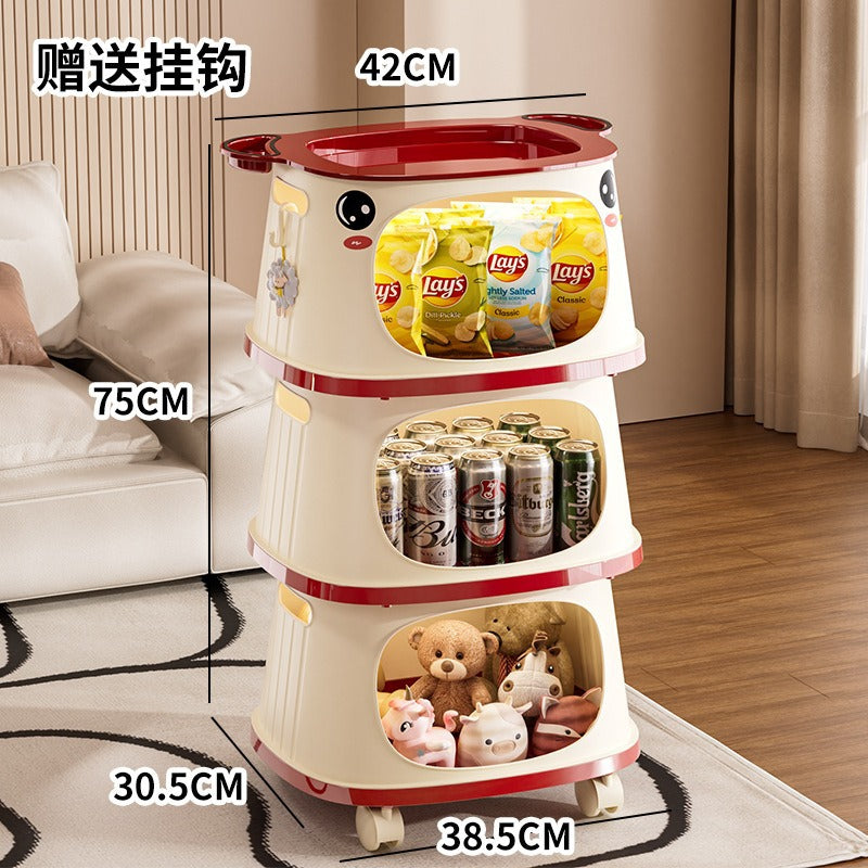 Household multifunctional trolley Children's snacks Shelf with wheels Movable creative multi-layer storage box Locker