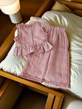 Girls' summer outfit: new, stylish, and trendy wide-leg pants set for kids - lightweight plaid two-piece set for baby girls