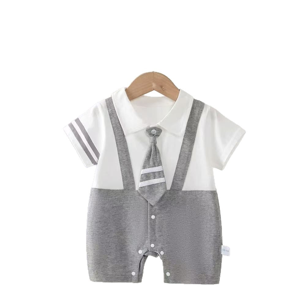 Summer lightweight infant romper - preppy style bodysuit for crawling babies - fresh, delicate, and casual onesie