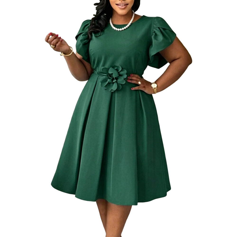 D3370 cross-border  fashionexportrufflesnew arrivalstereo flower large size women's african dress
