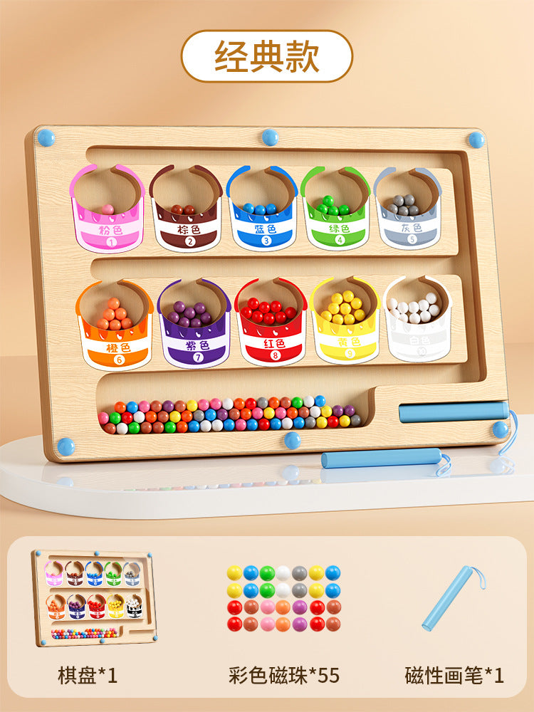 Children's magnetic maze toy set - focus training, pen control, logic thinking, and color recognition educational toy