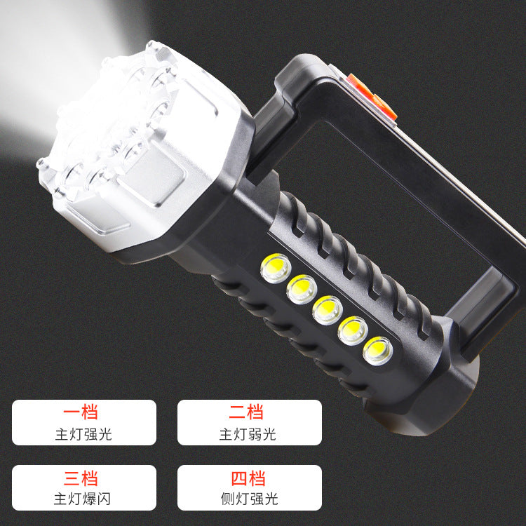 Cross-border new portable flashlight strong light USB charging COB household light outdoor lighting emergency LED flashlight