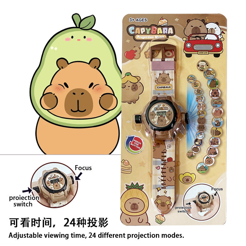 Capybara projector watch for kids - educational toy, light-up cartoon electronic watch, birthday gift for boys and girls