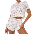 spring/summer new fashion heart print short sleeve & shorts pajama set - cross-border breathable loungewear for women - wholesale